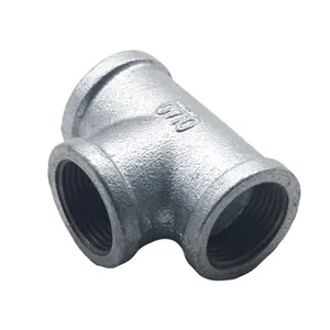 Professional manufacture galvanized malleable iron pipe fittings tee for water supply fire gas conduit