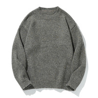 Pull en maille à col rond bordeaux, coupe ample et décontractée, 100% coton, pull décontracté, confortable, chaud, élégant pour homme, à porter au quotidien en hiver