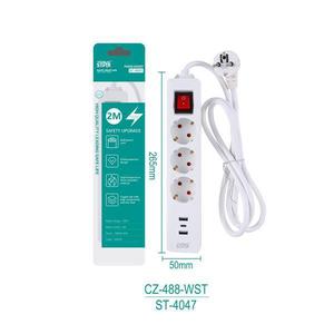 Regleta de Enchufes Winning Star con 3 Tomas, 2 Puertos USB, Cable de 2 Metros y Función de Seguridad para Uso Doméstico - Product Image 1