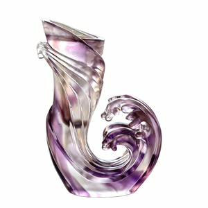 مزهرية كريستال ليولي على شكل موجة المحيط البنفسجية، ديكور فاخر لغرفة المعيشة يجلب الطاقة والثروة والإلهام - Product Image 1
