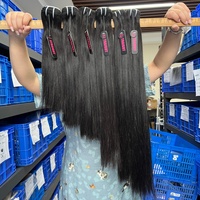 Extensiones de Cabello Humano Virgen Vietnamita Liso Natural, Grado 12A, Súper Doble Trama, Cutícula Alineada, Paquetes de Cabello Crudo