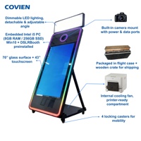 Miroir Photo Booth de 70 Pouces pour Fêtes et Mariages avec Écran Tactile de 32/43 Pouces, Cabine Photo Selfie Lumineuse pour Événements