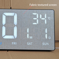 Horloge murale numérique LED télécommandée grande taille avec calendrier texturé, veilleuse, minuteur, température et fonction silencieuse pour salon