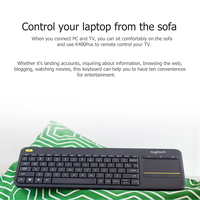 Logitech TV pintar K400 Plus, Notebook Desktop sentuh bisu tanpa kabel Touchpad Keyboard untuk PC Laptop Android