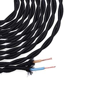 Carrete de cable textil trenzado H03VV-F 2 x 0,75 mm negro de 5 m, ideal para instalaciones eléctricas y proyectos de... - Product Image 1