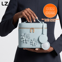 Sac de toilette imperméable personnalisé LZ en cuir Epi, trousse de maquillage, organiseur de voyage, grande boîte à bijoux avec miroir