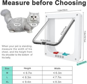 Ince köpek kapı pencereleri <span class=keywords><strong>Pet</strong></span> kapılar sürgülü kapı emniyet 4 yollu kilit hava katı çevre dostu plastik köpek Flap duvar (orta - Product Image 5