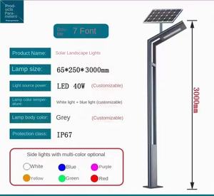 ไฟ LED IP65กันน้ำสำหรับสวนกลางแจ้งไฟถนนเสาสี่เหลี่ยมพร้อมแบตเตอรี่ - Product Image 5