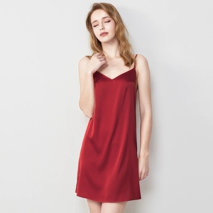 Chemise de nuit sexy en satin de soie <span class=keywords><strong>pure</strong></span> à 100% pour femmes, été, sans manches, vêtements de nuit, robe de nuit - Product Image 4