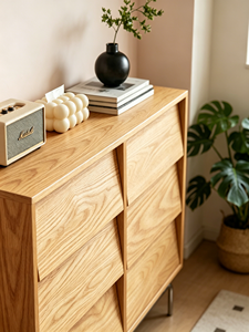 Modern Solid Wood 4-Drawer <b>Chest</b> Cabinet with Slab Door Design for Living Room <b>Storage</b> - Product Image 5