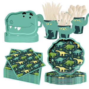 DAMAI - Juego de Vajilla Desechable con Temática de Dinosaurios, Nuevo y Popular, Personalizado, Artículos para Fiestas, Cumpleaños de Niños - Product Image 4