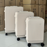 Ensemble de 3 valises spinner légères avec couvercle à ouverture rapide frontale, bagages extensibles à roulettes 20/24 pouces