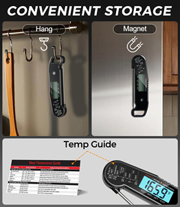 Termómetro digital plegable OEM para carne con sonda termopar, lectura instantánea en 1 segundo, para parrillas de barbacoa al aire libre, con función de activación por levantamiento - Product Image 5