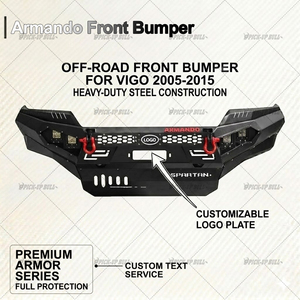 Parachoques Delantero <span class=keywords><strong>Armando</strong></span> Hilux Vigo 2005-2015 Todoterreno 4x4 de Acero con Barra Protectora, Soporte para Cabrestante y Placa Protectora, con Recubrimiento en Polvo Duradero - Product Image 4
