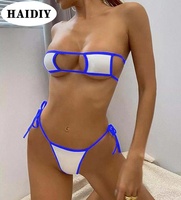 Nouveau Maillot de Bain Femme Personnalisé par le Fabricant, Bikini Thong Extrêmement Sexy, Bandeau Halter avec Chaîne Anneau