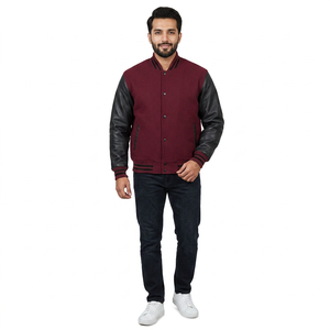 University Letterman Varsity <b>Jacket</b> with Real Leather Sleeves <b>White</b> <b>Men</b> Bomber <b>Jacket</b> Casual Outerwear Polyester <b>Jacket</b> for <b>Men</b> - Product Image 1