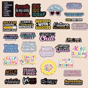 Nouvelle broche inspirante et amusante en forme de dessin animé avec <span class=keywords><strong>phrase</strong></span> anglaise peinte, badge créatif personnalisé en forme de lettre, épingle de revers en métal - Product Image 2