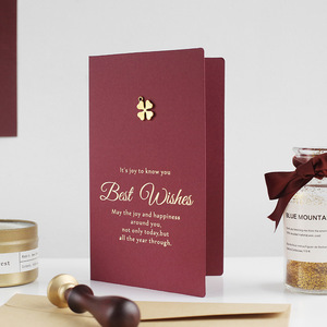 Biglietti di ringraziamento personalizzati mini rossi con <span class=keywords><strong>auguri</strong></span>, in carta testurizzata, pieghevoli, con busta, per matrimonio - Product Image 4