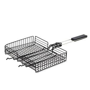 Cast Iron Barbecue <strong>Grill</strong> Basket Portable BBQ <strong>Grill</strong> Net for Fish Steak <strong>Vegetable</strong> - Product Image 1