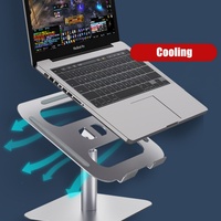 Dudukan Laptop Lipat Portabel Berpendingin Udara dari Aluminium Alloy, Dapat Disesuaikan Tinggi dan Sudutnya, untuk MacBook/iPad Pro 10-16 inci, Tersedia