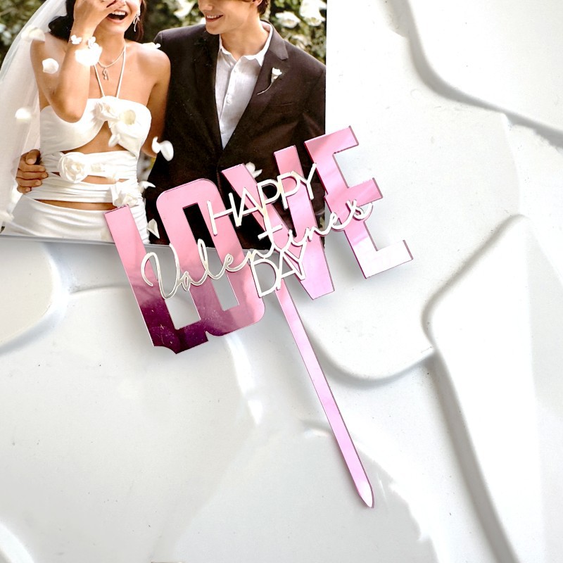 Amor feliz día de San Valentín espejo rosa rojo plata