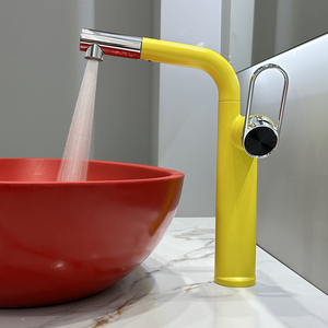 Robinet de lavabo moderne en laiton chromé à montage sur pont, à poignée unique, pour eau chaude et froide - Product Image 4