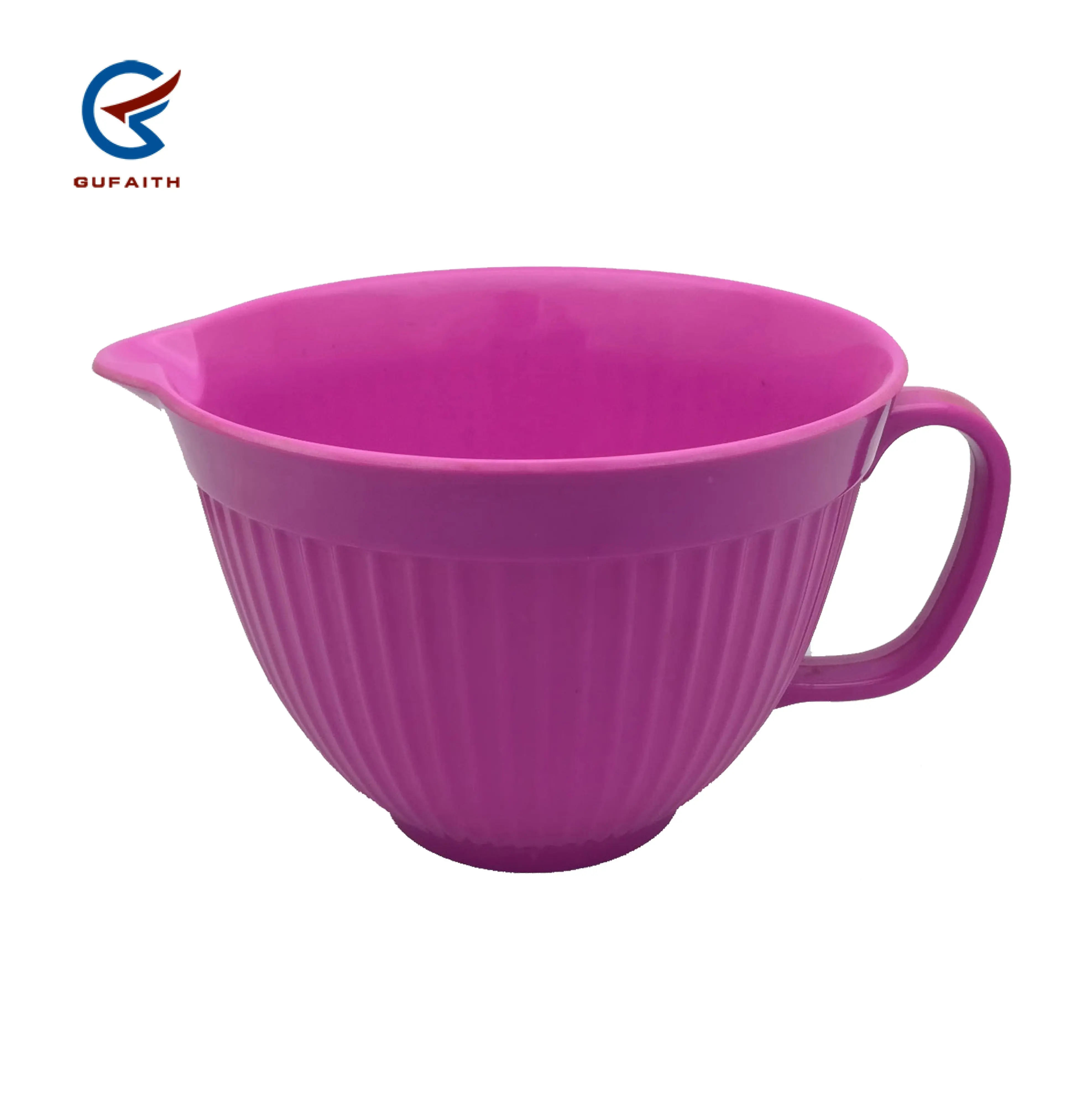 10'' Melamine Kitchen Ware Jug Ripple Batter Bowl With Handle Tableware Melamine Mixing Bowl