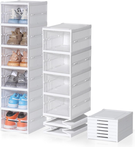 Nhựa trong suốt <span class=keywords><strong>PP</strong></span> hộp giày giá có thể gập lại và Stackable Sneaker container tiêm hình chữ nhật Giày tổ chức - Product Image 5