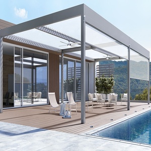 Pergola de jardin moderne en aluminium avec revêtement en poudre, imperméable, à lames orientables - Product Image 5