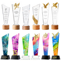 Trophée en cristal vierge écologique, gravé au laser avec logo et photo, pour récompense de performance d'entreprise, d'école ou de société