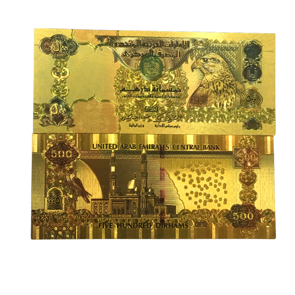 Buy In Bulk 24k Golden Dubai Dirhams 500 Banknote Gold Foil Finish |  Alibaba.com
