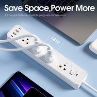 Enchufe de Extensión con Múltiples Tomas de Corriente y Puertos USB, Seguro para Niños, Cable Duradero de 1.8m, Interruptor Principal para Escritorio de Oficina