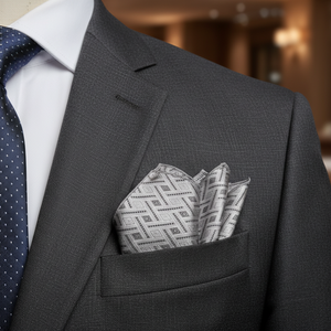 Grey and Silver Geometric Pocket <b>Square</b> - Product Image 3