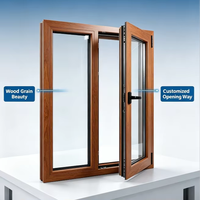 Ventana Abatible de PVC Revestida de Madera con Ventilación Natural y Doble Acristalamiento para Villas Modernas, Venta al por Mayor de Fábrica, Ventana Interior