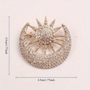 Broche vintage soleil et lune avec design étincelant, accessoires parfaits pour offrir en cadeau à des amis au quotidien - Product Image 5