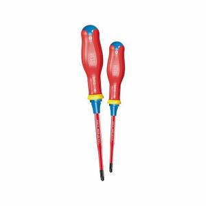 <b>Screwdriver</b> <b>Set</b> 2 Piece Red Handle Insulated Tip For Electrical Work - Product Image 1
