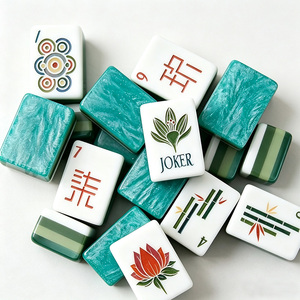 Custom 160 Luxury 4-Layer Acrylic Tiles American Mahjong Engraved Marble Style 4-Player Portable Entertainment Wholesale Gift - Product Image 1