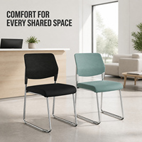 Chaise d'invité empilable sans accoudoirs en maille avec siège rembourré et base chromée pour bureaux, salles de réunion, de formation et de réception