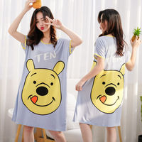 Robe d'été ample grande taille de qualité supérieure, motif dessin animé mignon, respirante, col rond, taille élastique, manches courtes, en soie de lait