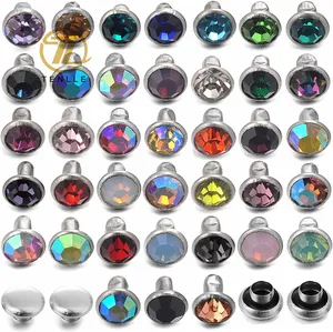 6MM warna campuran CZ Kristal paku keling berlian imitasi paku keling cepat paku warna perak bintik-bintik kancing untuk kulit kerajinan DIY membuat