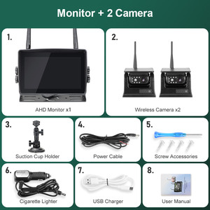 Không dây 7 inch màn hình cảm ứng DVR Recorder Monitor với năng lượng mặt trời năng lượng đảo ngược sao lưu phía sau xem máy ảnh cho cắm trại/Xe Tải/rvs/Trailer - Product Image 2