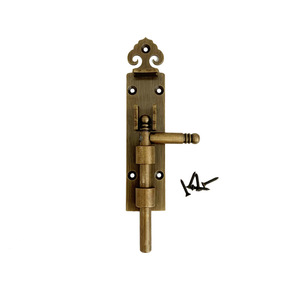 Perno de puerta con inserto superior e inferior de cobre, color bronce, estilo chino, fácil instalación para puertas de madera - Product Image 5