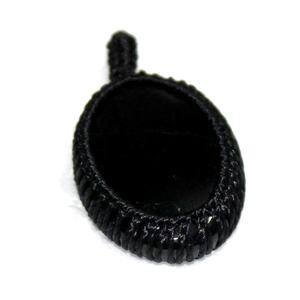 Gema ovalada de ónix negro, colgante de cordón de macramé, Piedras Naturales curativas, cabujón - Product Image 1