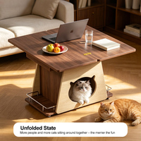 Table basse pliable avec niche pour chat, table d'appoint / table à thé pliable, mobilier double usage pour humains et chats