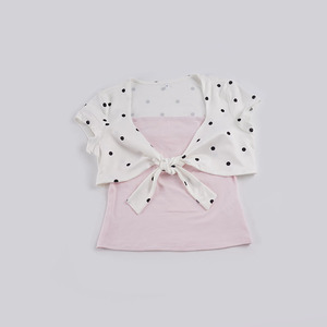 Women’s Polka Dot Tie Front Crop <b>Top</b> Short Sleeve <b>Patchwork</b> Slim Fit Summer Casual Fashion T-Shirt - Product Image 6