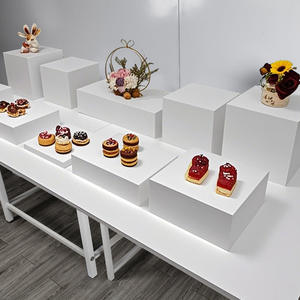 White Buffet Acrylic Table <strong>Riser</strong> Cube <strong>Display</strong> Acrylic <strong>Display</strong> Box Hollow Buffet <strong>Food</strong> Dessert Prop <strong>Display</strong> Rack - Product Image 2