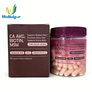 Cápsulas de Biotina y MSM <span class=keywords><strong>CA</strong></span> AKG, 60 Unidades, 1440 mg/porción, Ácido Hialurónico, Zinc, Vitaminas <span class=keywords><strong>D3</strong></span>, <span class=keywords><strong>K2</strong></span> y C, Piel Radiante, Cabello Brillante, Uñas Fuertes - Product Image 1
