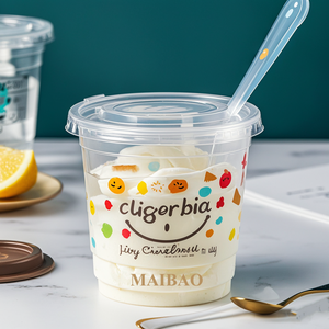 Reusable Yogurt Parfait Cups With Lids & Spoons - Set Of 2 Take-and-Go Containers For Yogurt, Oatmeal, Cereal (Red & White)