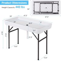 Table de remplissage et de refroidissement pliante de taille moyenne en HDPE de 4 pieds pour les fêtes au billard