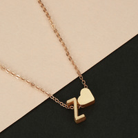 Kalung Liontin Hati Huruf Alfabet Rantai Kustom Wanita Bahan Stainless Steel Modis